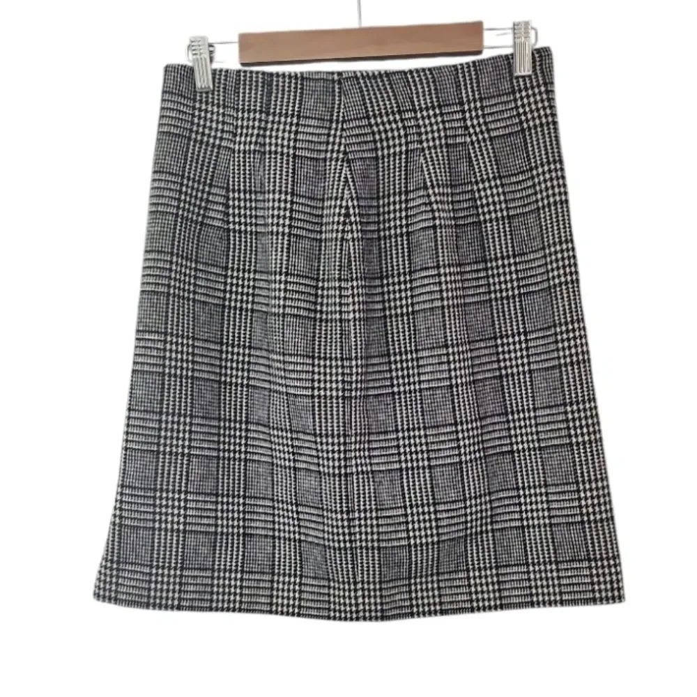 Savannah Wool Plaid Houndstooth Skirt Women’s Sz 10P Heritage Timeless Workwear